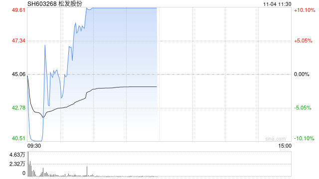 松发股份等4股盘中上演“地天板”