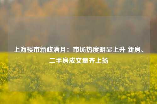 上海楼市新政满月：市场热度明显上升 新房、二手房成交量齐上扬