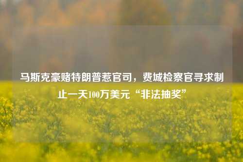 马斯克豪赌特朗普惹官司，费城检察官寻求制止一天100万美元“非法抽奖”