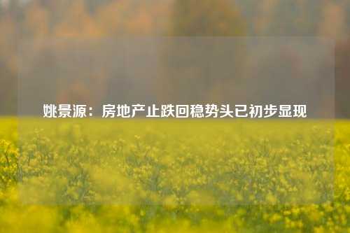 姚景源：房地产止跌回稳势头已初步显现