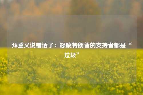 拜登又说错话了：怒喷特朗普的支持者都是“垃圾”