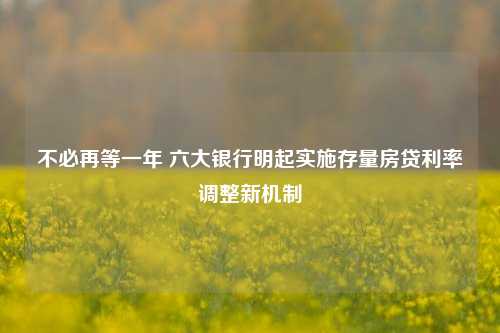 不必再等一年 六大银行明起实施存量房贷利率调整新机制