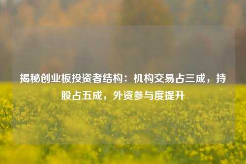 揭秘创业板投资者结构：机构交易占三成，持股占五成，外资参与度提升