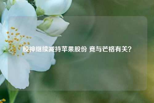 股神继续减持苹果股份 竟与芒格有关？