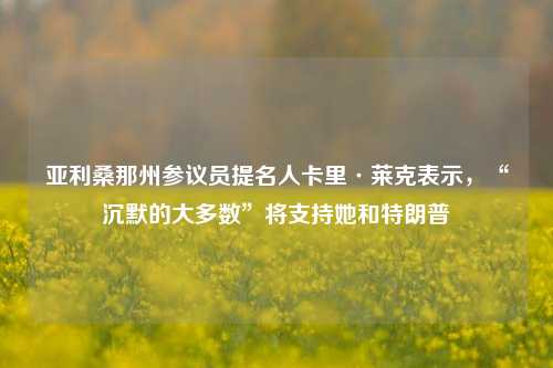 亚利桑那州参议员提名人卡里·莱克表示，“沉默的大多数”将支持她和特朗普