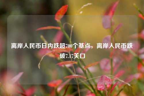 离岸人民币日内跌超700个基点，离岸人民币跌破7.17关口