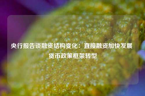 央行报告谈融资结构变化：直接融资加快发展 货币政策框架转型