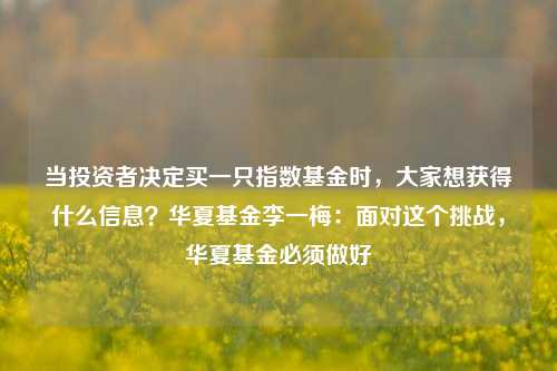 当投资者决定买一只指数基金时，大家想获得什么信息？华夏基金李一梅：面对这个挑战，华夏基金必须做好