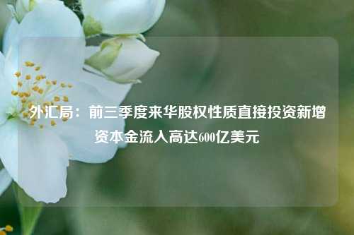 外汇局：前三季度来华股权性质直接投资新增资本金流入高达600亿美元