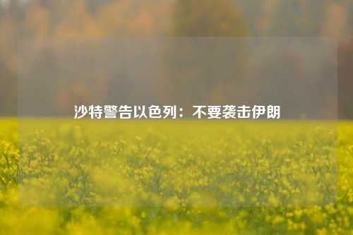 沙特警告以色列：不要袭击伊朗