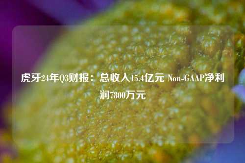 虎牙24年Q3财报：总收入15.4亿元 Non-GAAP净利润7800万元