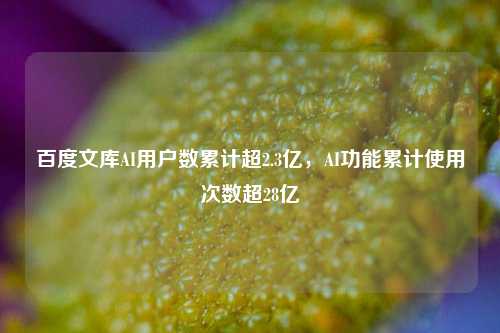 百度文库AI用户数累计超2.3亿，AI功能累计使用次数超28亿