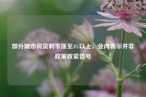 部分城市房贷利率涨至3%以上，业内表示并非政策收紧信号