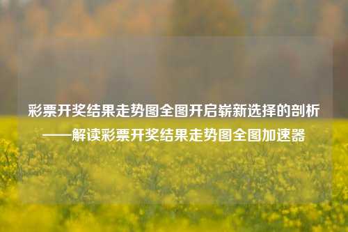 彩票开奖结果走势图全图开启崭新选择的剖析——解读彩票开奖结果走势图全图加速器