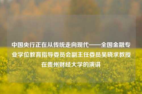 中国央行正在从传统走向现代——全国金融专业学位教育指导委员会副主任委员吴晓求教授在贵州财经大学的演讲