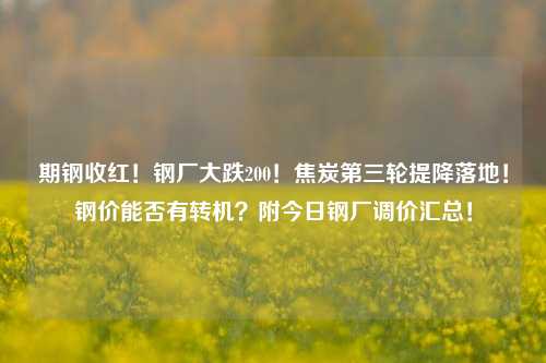 期钢收红！钢厂大跌200！焦炭第三轮提降落地！钢价能否有转机？附今日钢厂调价汇总！