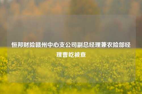 恒邦财险赣州中心支公司副总经理兼农险部经理曹屹被查