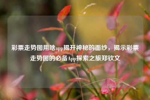 彩票走势图用啥app揭开神秘的面纱，揭示彩票走势图的必备App探索之旅郑钦文