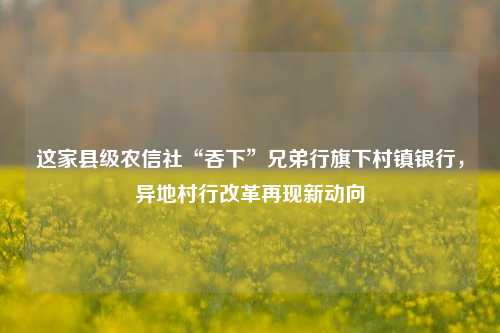 这家县级农信社“吞下”兄弟行旗下村镇银行，异地村行改革再现新动向