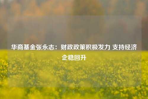 华商基金张永志：财政政策积极发力 支持经济企稳回升