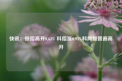 快讯：恒指高开0.63% 科指涨0.93%科网股普遍高开