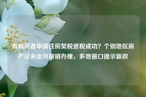 有购房者申请住房契税退税成功？个别地区房产证未出可撤销办理，多地窗口提示新政