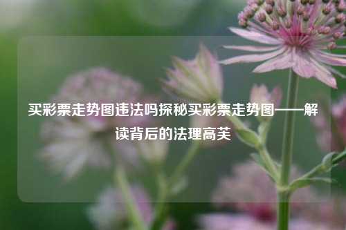 买彩票走势图违法吗探秘买彩票走势图——解读背后的法理高芙