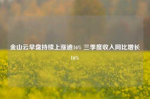 金山云早盘持续上涨逾16% 三季度收入同比增长16%