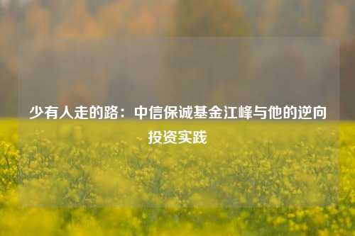 少有人走的路：中信保诚基金江峰与他的逆向投资实践