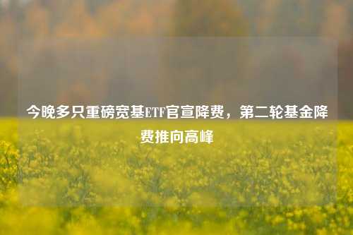 今晚多只重磅宽基ETF官宣降费，第二轮基金降费推向高峰