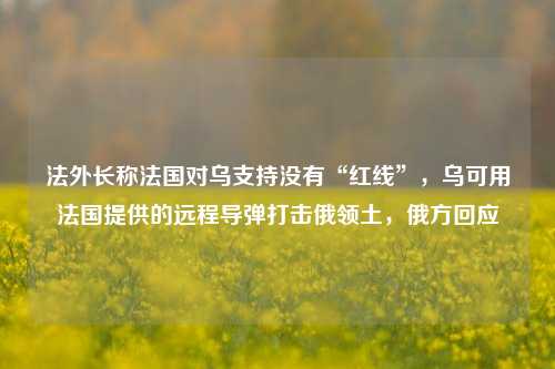 法外长称法国对乌支持没有“红线”，乌可用法国提供的远程导弹打击俄领土，俄方回应