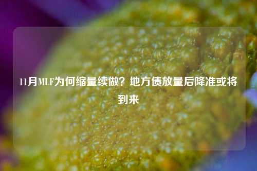 11月MLF为何缩量续做？地方债放量后降准或将到来