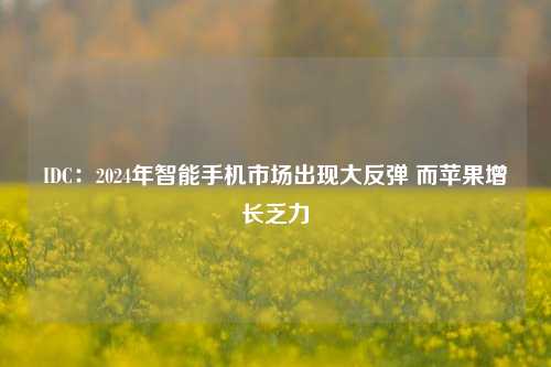 IDC：2024年智能手机市场出现大反弹 而苹果增长乏力