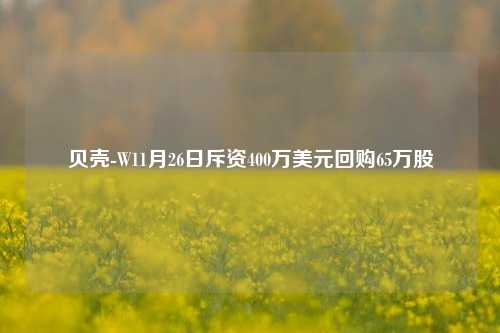 贝壳-W11月26日斥资400万美元回购65万股