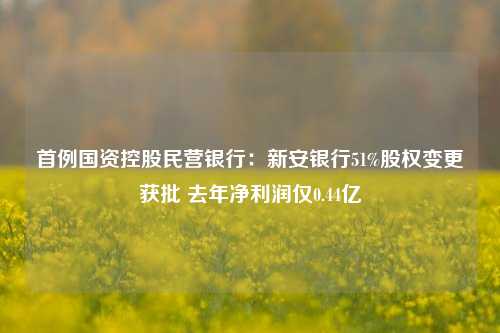 首例国资控股民营银行：新安银行51%股权变更获批 去年净利润仅0.44亿