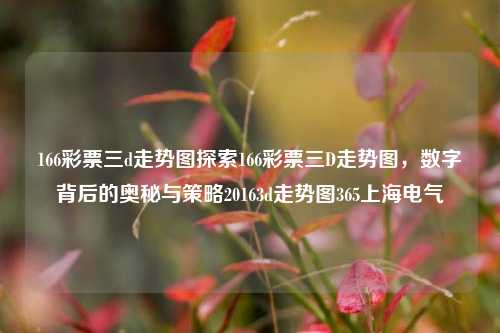 166彩票三d走势图探索166彩票三D走势图，数字背后的奥秘与策略20163d走势图365上海电气