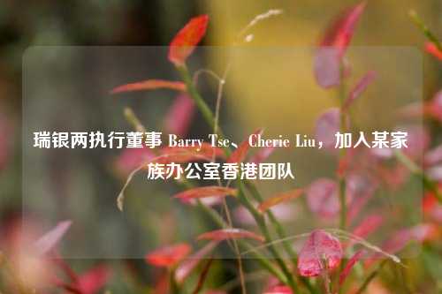 瑞银两执行董事 Barry Tse、Cherie Liu，加入某家族办公室香港团队