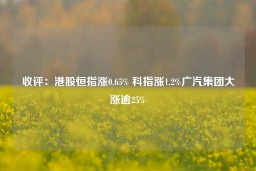 收评：港股恒指涨0.65% 科指涨1.2%广汽集团大涨逾25%