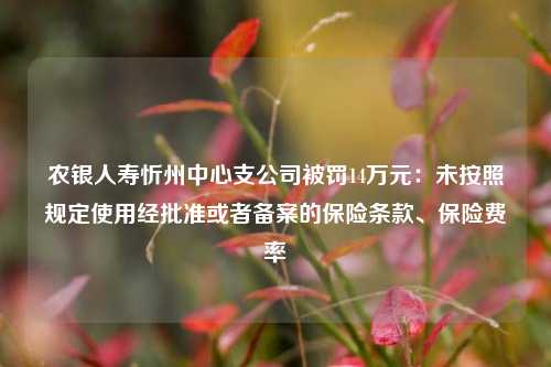 农银人寿忻州中心支公司被罚14万元：未按照规定使用经批准或者备案的保险条款、保险费率