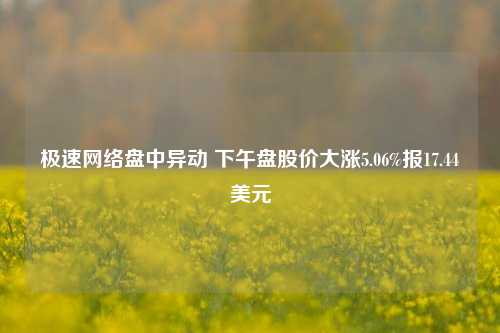 极速网络盘中异动 下午盘股价大涨5.06%报17.44美元