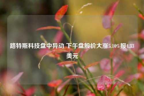 路特斯科技盘中异动 下午盘股价大涨5.10%报4.33美元