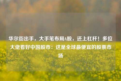 华尔街出手，大手笔布局A股，还上杠杆！多位大佬看好中国股市：这是全球最便宜的股票市场