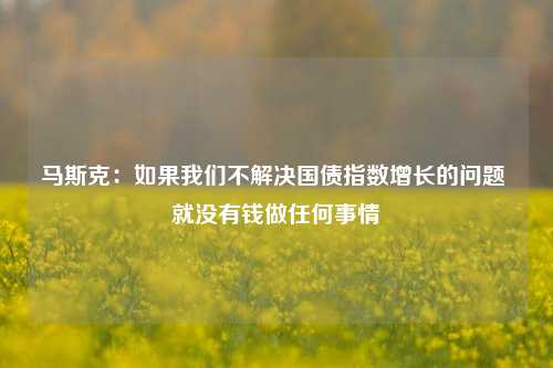 马斯克：如果我们不解决国债指数增长的问题 就没有钱做任何事情