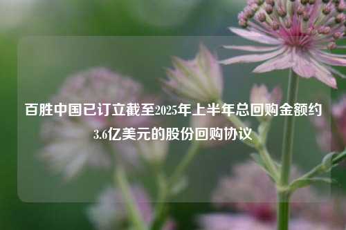 百胜中国已订立截至2025年上半年总回购金额约3.6亿美元的股份回购协议