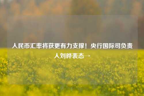 人民币汇率将获更有力支撑！央行国际司负责人刘晔表态→