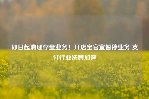 即日起清理存量业务！开店宝官宣暂停业务 支付行业洗牌加速