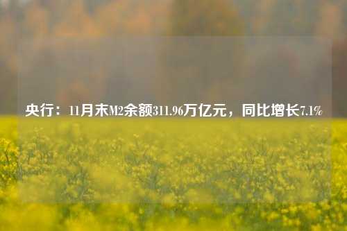 央行：11月末M2余额311.96万亿元，同比增长7.1%