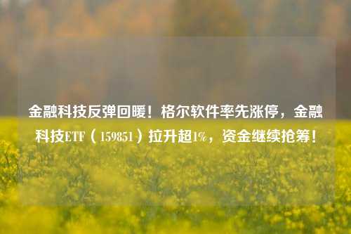 金融科技反弹回暖！格尔软件率先涨停，金融科技ETF（159851）拉升超1%，资金继续抢筹！