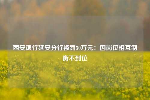 西安银行延安分行被罚30万元：因岗位相互制衡不到位